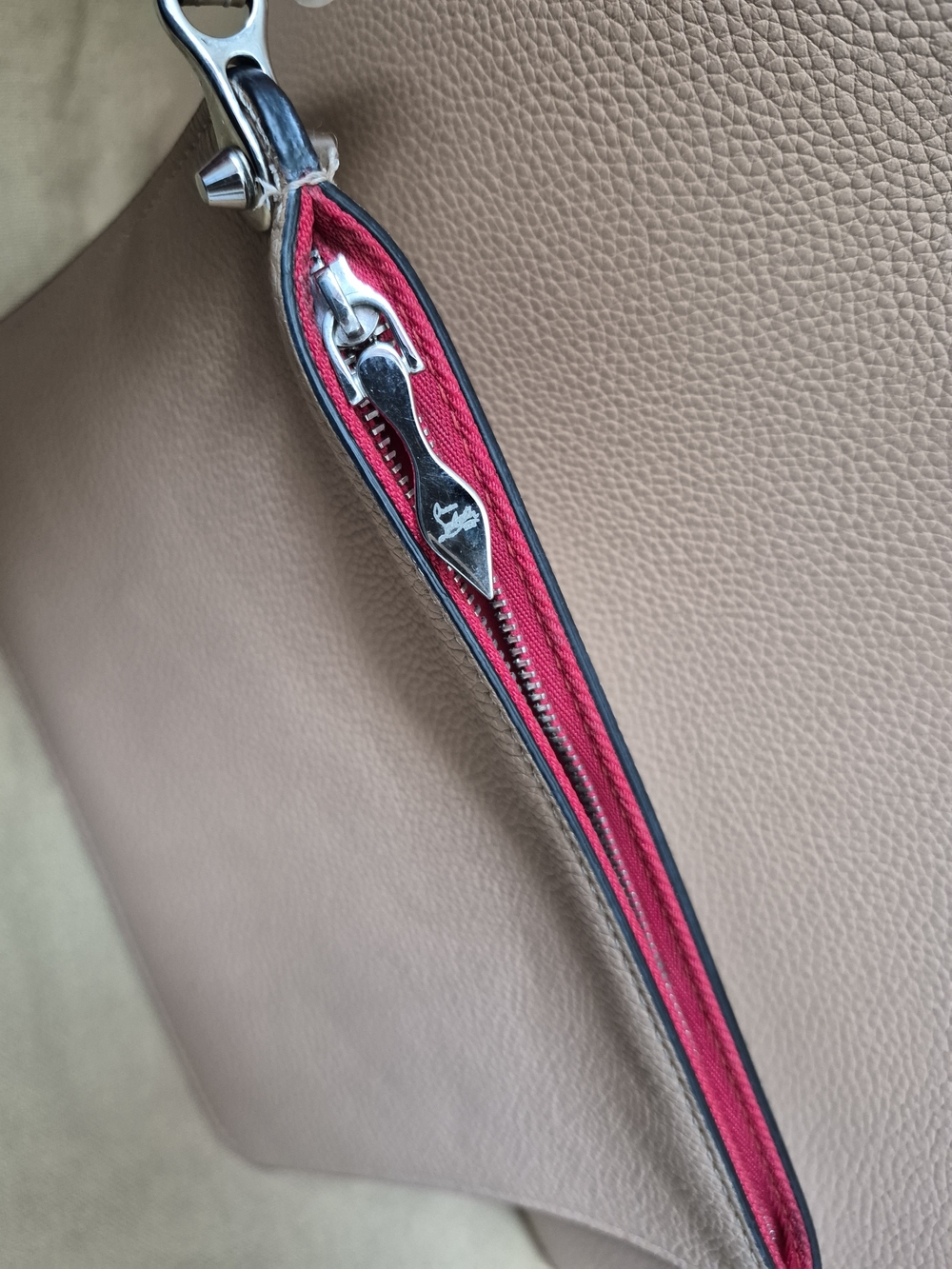 Christian Louboutin Beige and Pink Leather Wristlet Strap